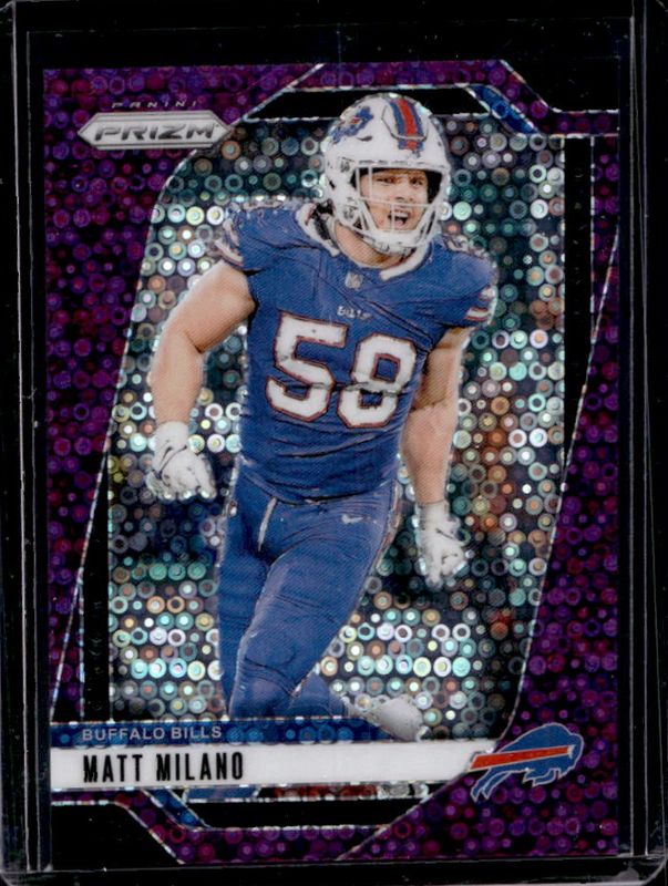 Matt Milano 2024 Prizm #33 No Huddle Purple /49 RAW