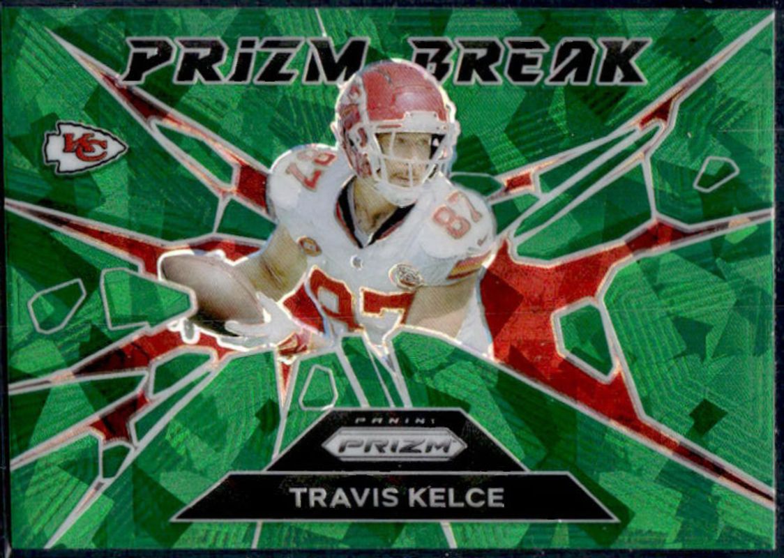 Travis Kelce 2024 Prizm #1 Prizm Break - Green Ice RAW