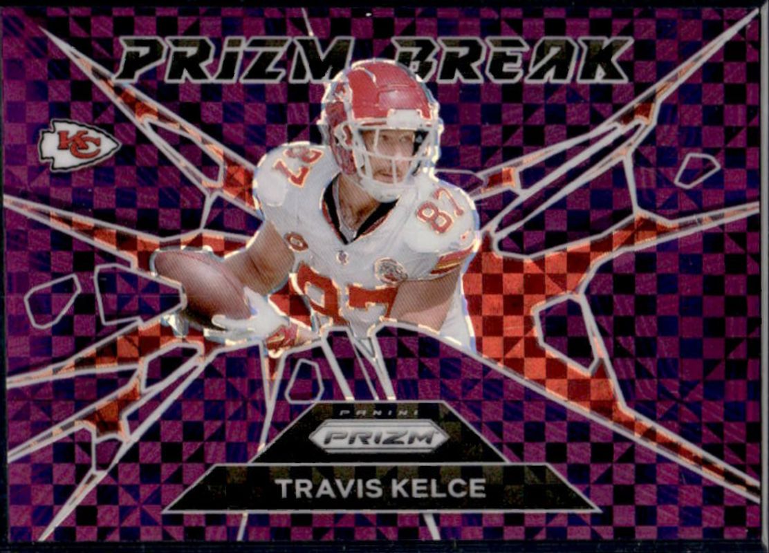 Travis Kelce 2024 Prizm #1 Prizm Break - Purple Power /49 RAW
