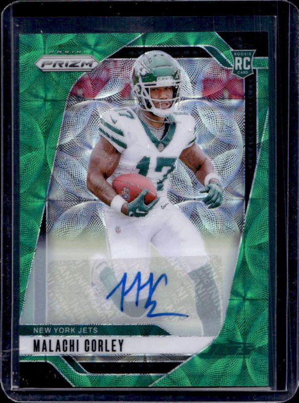 Malachi Corley 2024 Prizm #369 Base Autographs - Green Scope /75 Rookie RAW