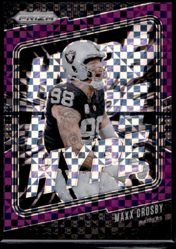 Maxx Crosby 2024 Prizm #9 Hype - Purple Power /49 RAW