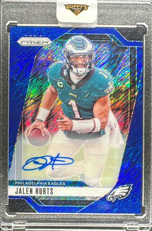 Jalen Hurts 2024 Prizm #231 Base Autographs - Blue Shimmer /25 RAW
