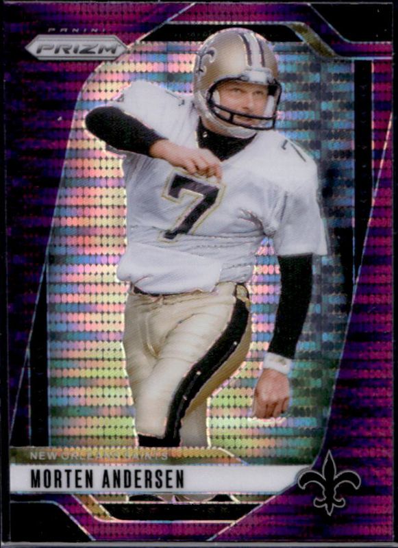 Morten Andersen 2024 Prizm #211 Base Autographs - Purple Pulsar RAW