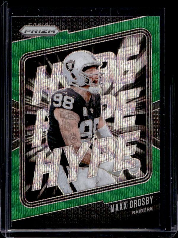 Maxx Crosby 2024 Prizm #9 Hype - Green Wave RAW