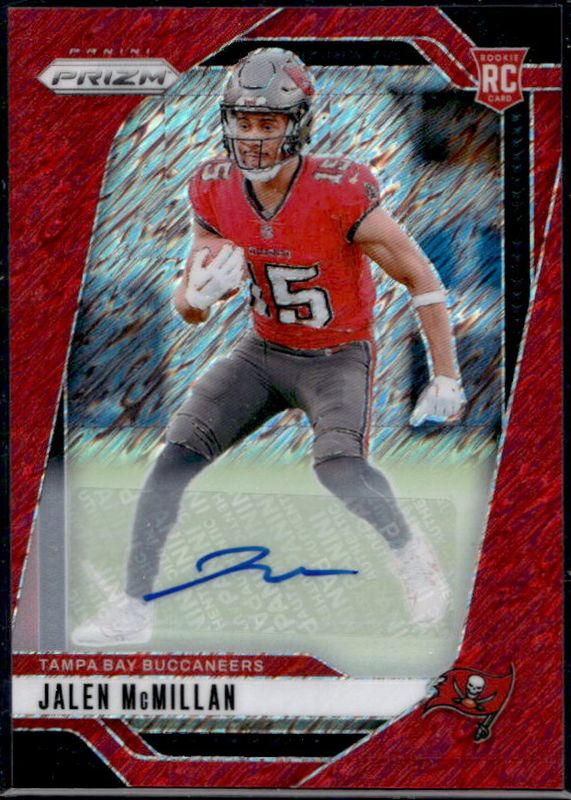 Jalen McMillan 2024 Prizm #338 Base Autographs - Red Shimmer /35 Rookie RAW
