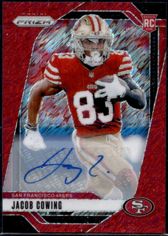 Jacob Cowing 2024 Prizm #335 Base Autographs - Red Shimmer /35 Rookie RAW