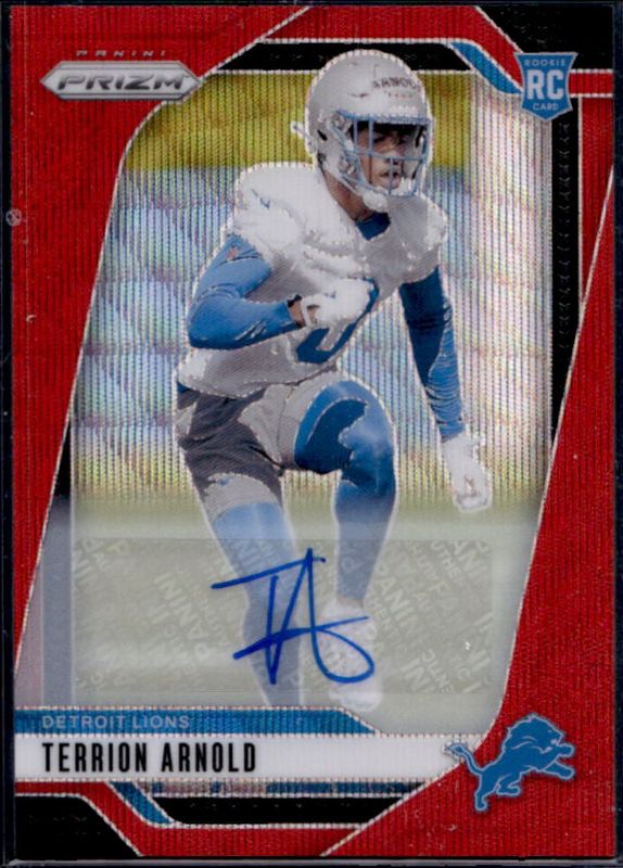 Terrion Arnold 2024 Prizm #389 Base Autographs - Red Wave /149 Rookie RAW