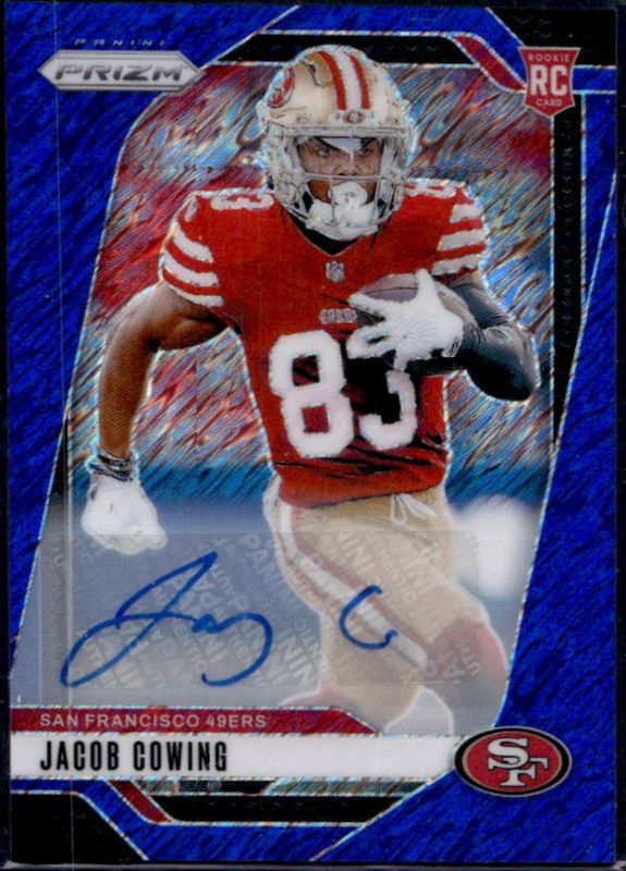 Jacob Cowing 2024 Prizm #335 Base Autographs - Blue Shimmer /25 Rookie RAW
