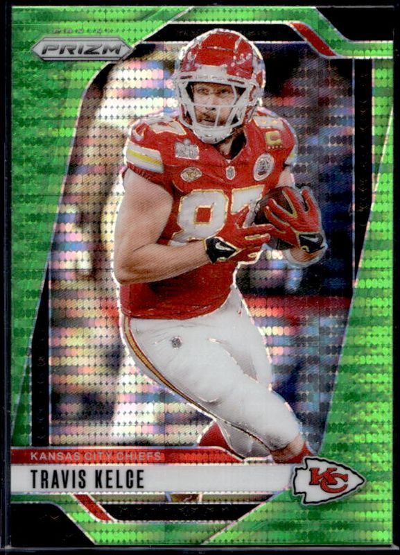 Travis Kelce 2024 Prizm #140 Neon Green Pulsar RAW