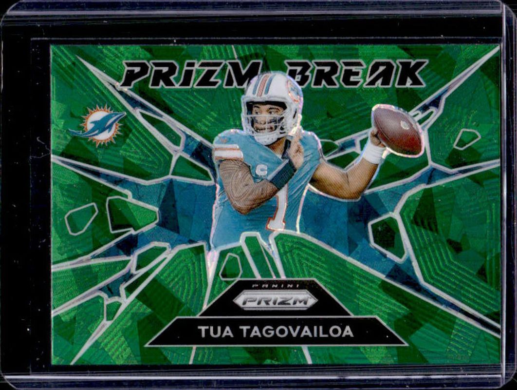 Tua Tagovailoa 2024 Prizm #10 Prizm Break - Green Ice RAW