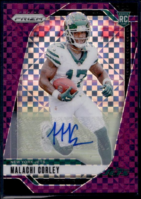 Malachi Corley 2024 Prizm #369 Base Autographs - Purple Power /49 Rookie RAW