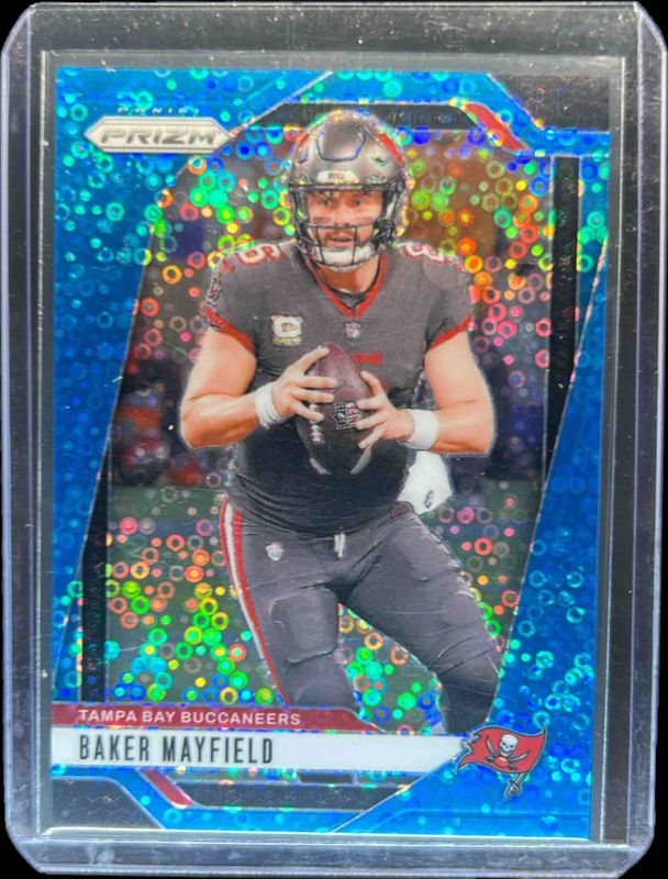 Baker Mayfield 2024 Prizm #268 No Huddle Blue /99 RAW