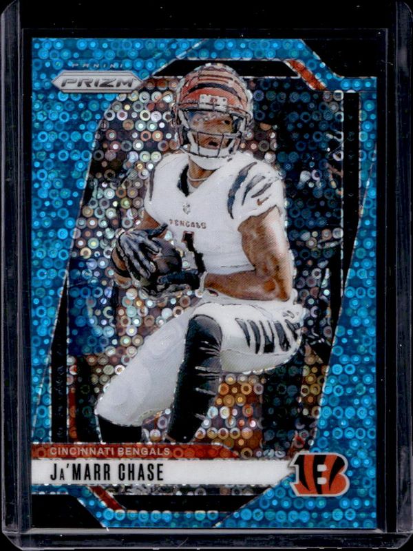 Ja'Marr Chase 2024 Prizm #57 No Huddle Blue /99 RAW