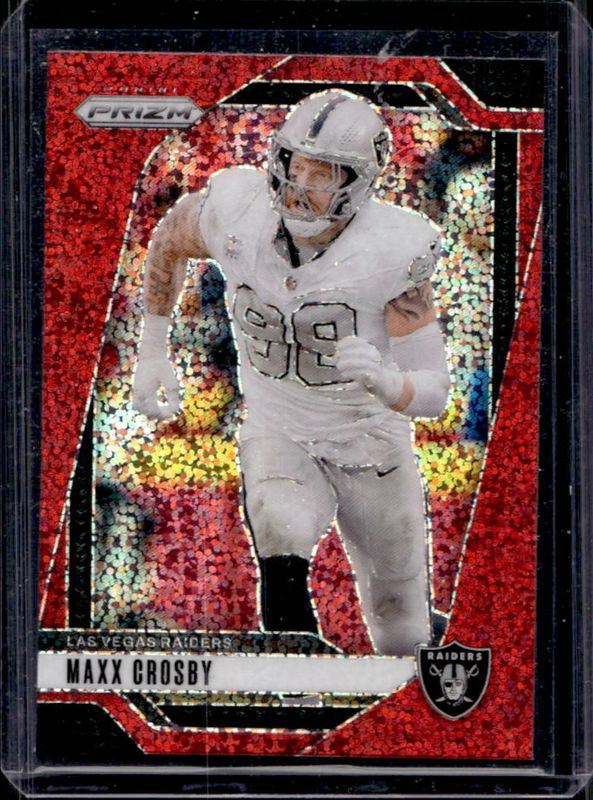 Maxx Crosby 2024 Prizm #152 Red Sparkle /(SSP) RAW