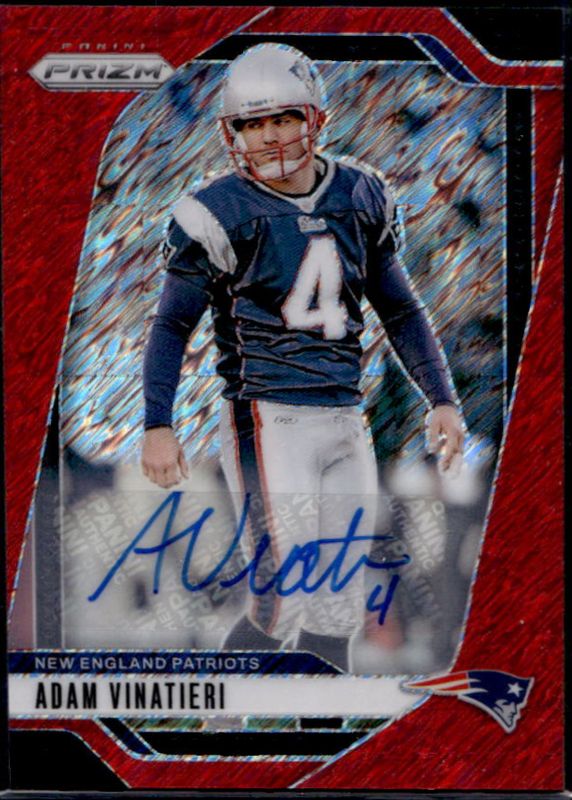 Adam Vinatieri 2024 Prizm #199 Base Autographs - Red Shimmer /35 RAW