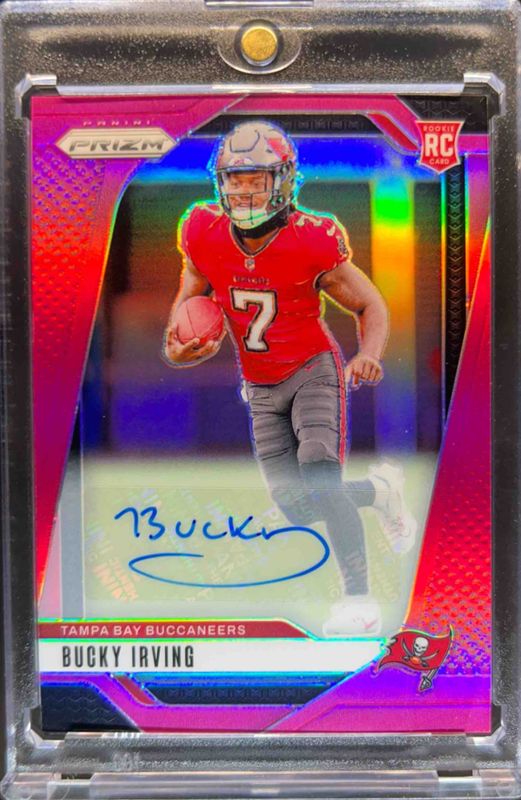 Bucky Irving 2024 Prizm #316 Base Autographs - Pink Rookie RAW