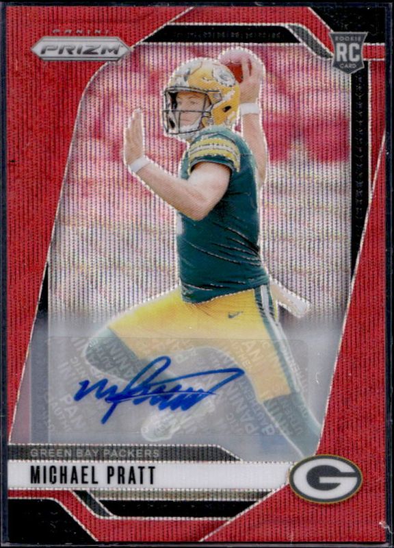 Michael Pratt 2024 Prizm #379 Base Autographs - Red Wave /149 Rookie RAW