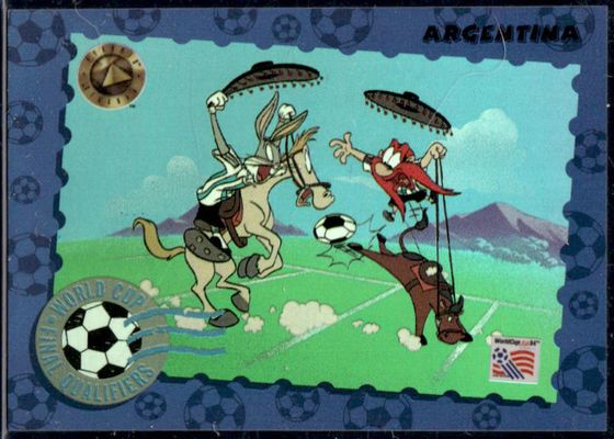 1994 Upper Deck World Cup Toons #Q14 World Cup Final Qualifiers Holograms