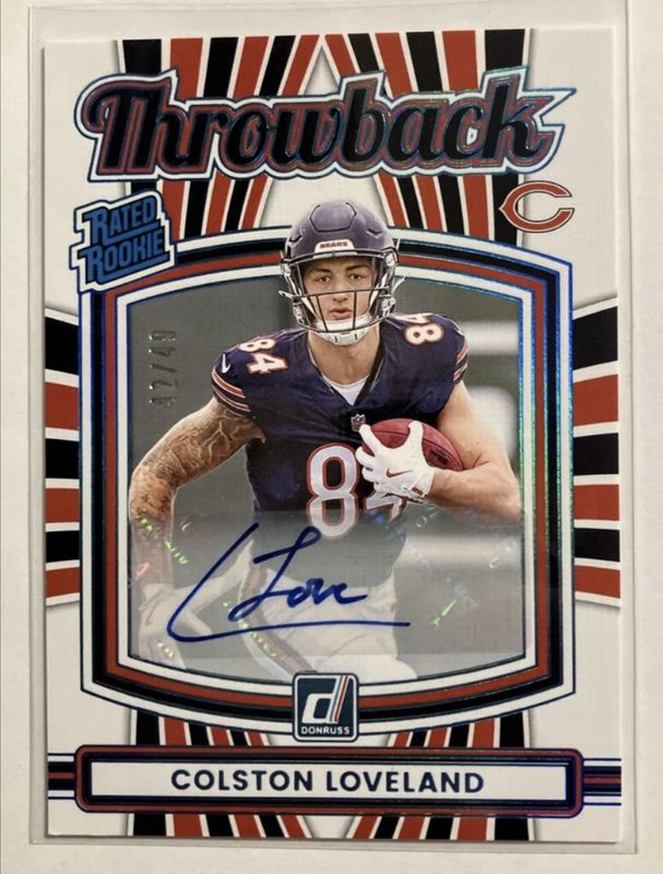Colston Loveland 2025 Donruss #8 Rated Rookie Throwback Autographs /49 RAW