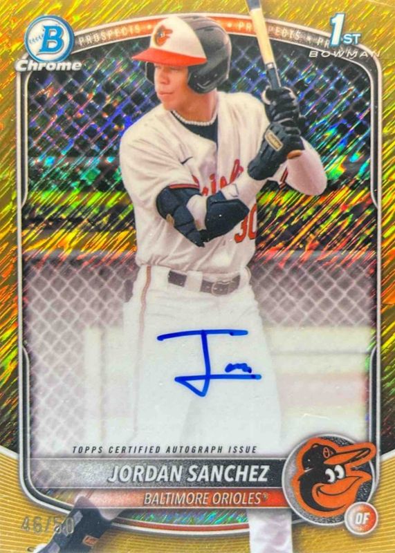 Jordan Sanchez 2025 Bowman Chrome #CPA-JOS Prospect Auto - Gold Shimmer Refractor /50 (1st) RAW