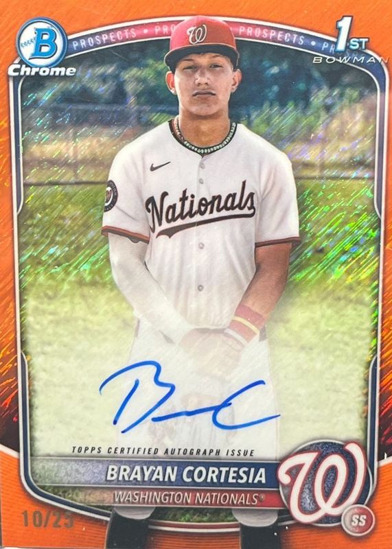 2025 Bowman Chrome #CPA-BC Prospect Auto - Orange Shimmer Refractor /25 (1st)