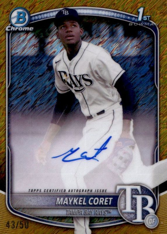 Maykel Coret 2025 Bowman Chrome #CPA-MC Prospect Auto - Gold Shimmer Refractor /50 (1st) RAW