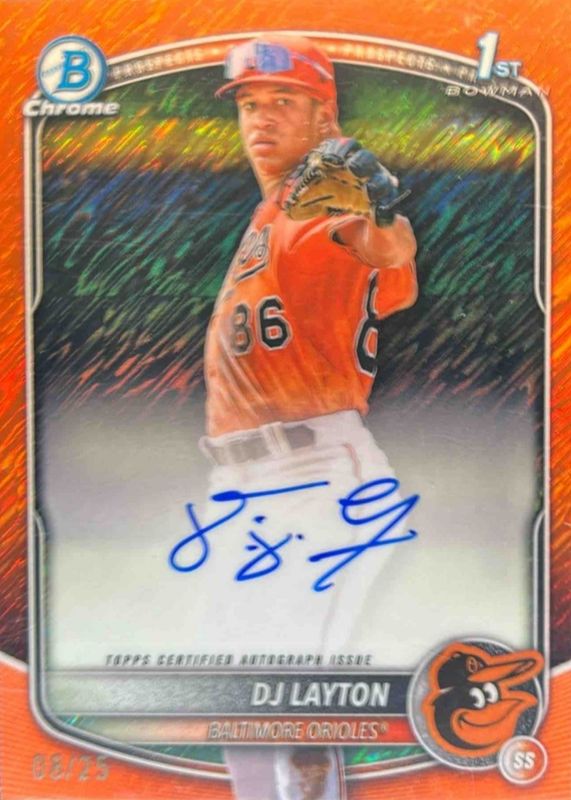 2025 Bowman Chrome #CPA-DL Prospect Auto - Orange Shimmer Refractor /25 (1st)