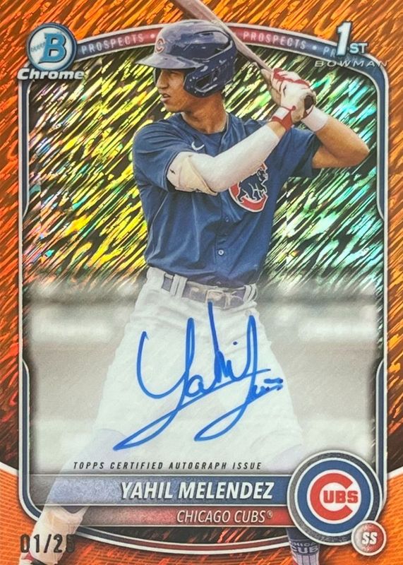 2025 Bowman Chrome #CPA-YM Prospect Auto - Orange Shimmer Refractor /25 (1st)