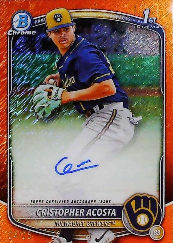 2025 Bowman Chrome #CPA-CAC Prospect Auto - Orange Shimmer Refractor /25 (1st)