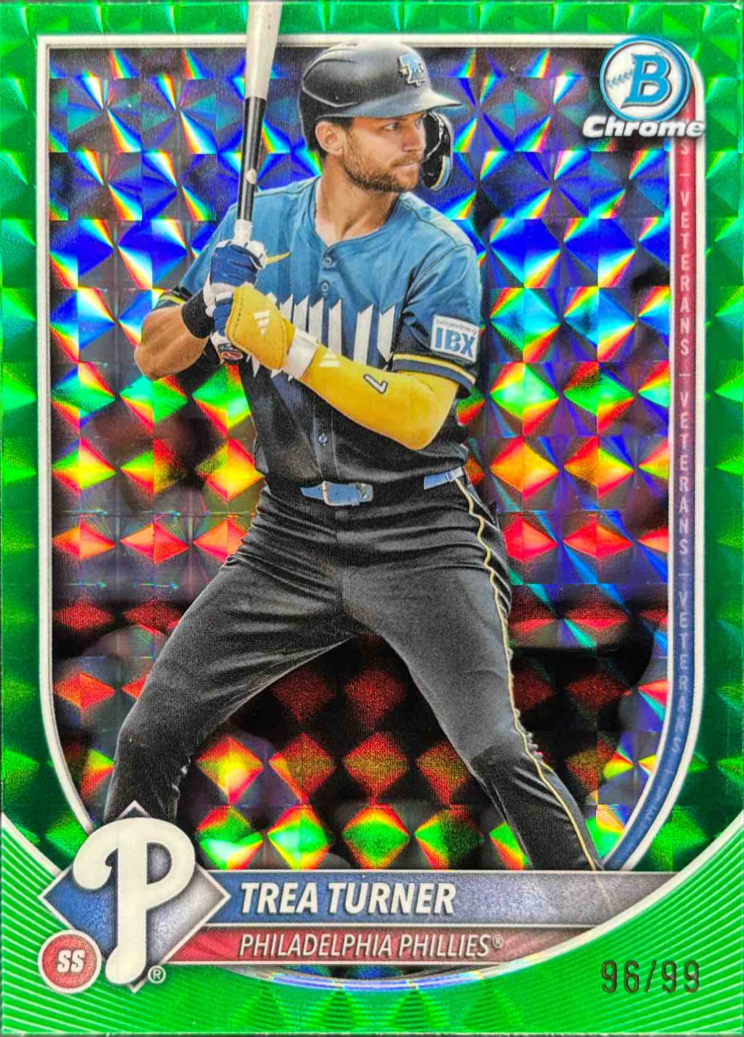 Trea Turner 2025 Bowman Chrome #82 Green Geometric Refractor /99 Price ...