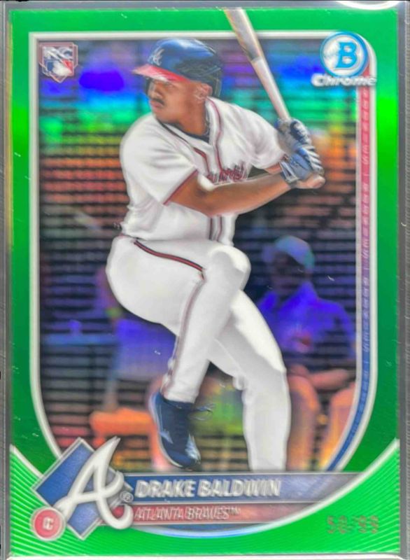 Drake Baldwin 2025 Bowman Chrome #75 Green Refractor /99 Rookie RAW