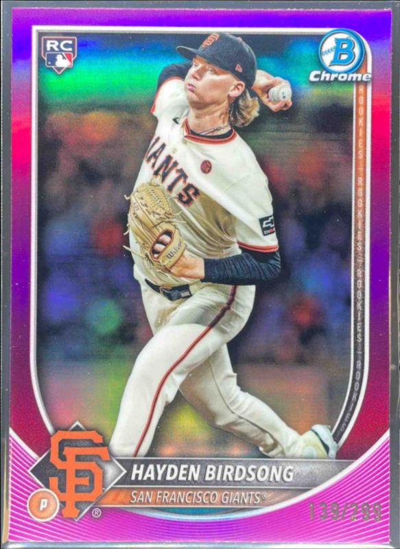 Hayden Birdsong 2025 Bowman Chrome #63 Fuchsia Refractor /299 Rookie RAW