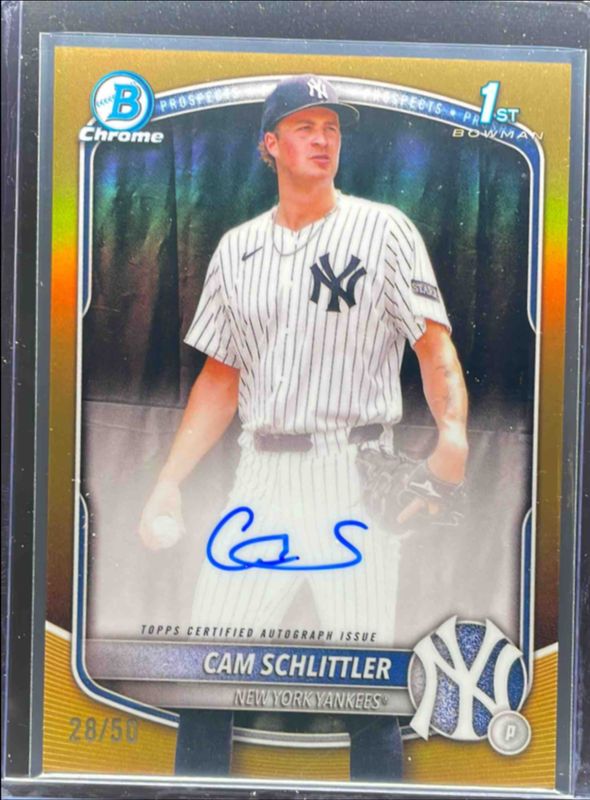 Cam Schlittler 2025 Bowman Chrome #CPA-CSC Prospect Auto - Gold Refractor /50 (1st) RAW