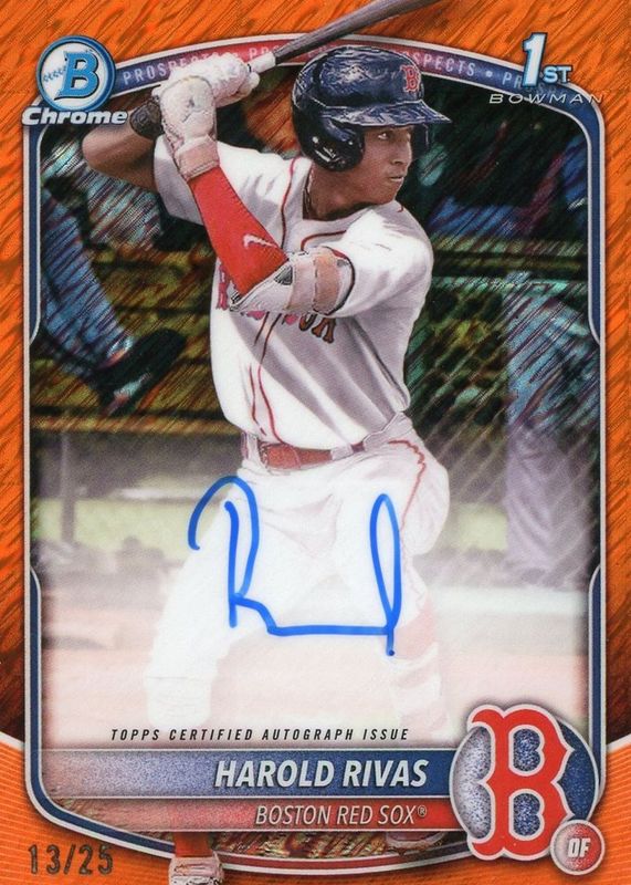 Harold Rivas 2025 Bowman Chrome #CPA-HR Prospect Auto - Orange Shimmer Refractor /25 (1st) RAW