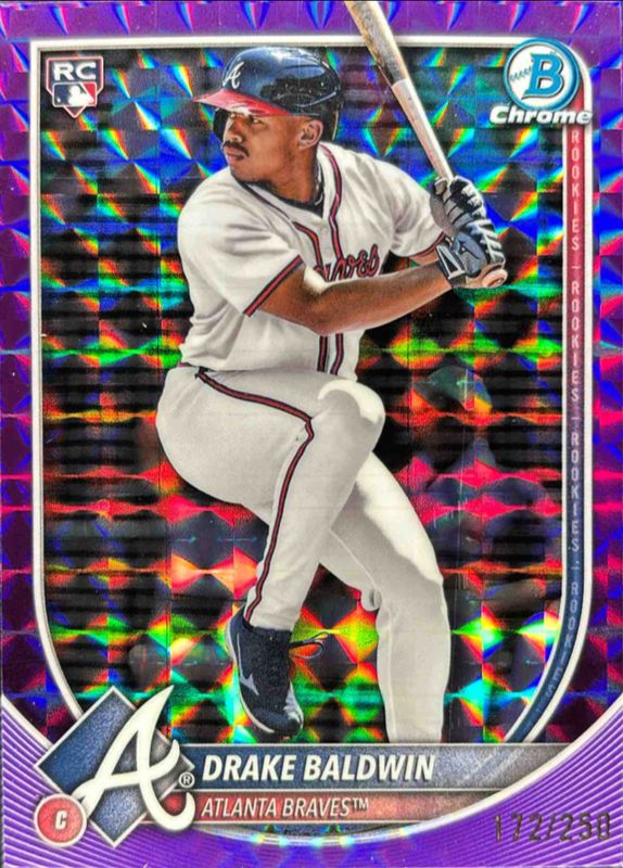 Drake Baldwin 2025 Bowman Chrome #75 Purple Geometric Refractor /250 Rookie RAW