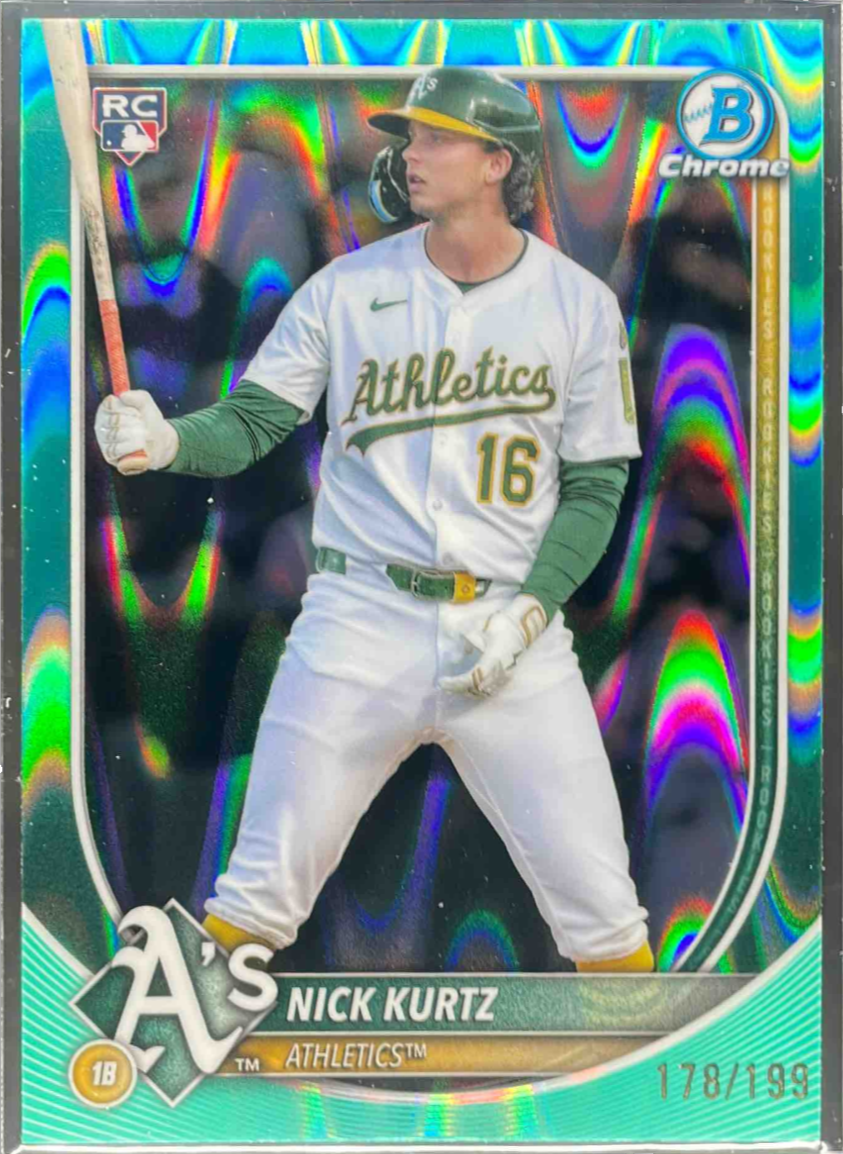 Nick Kurtz 2025 Bowman Chrome #93 Aqua RayWave Refractor /199