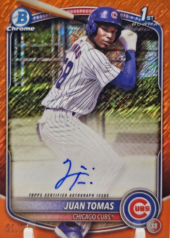 Juan Tomas 2025 Bowman Chrome #CPA-JT Prospect Auto - Orange Shimmer Refractor /25 (1st) RAW