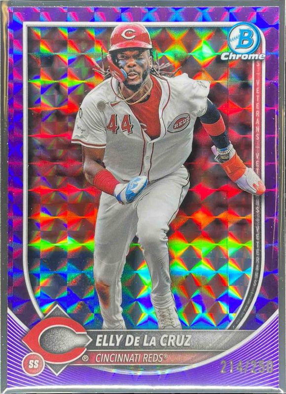 Elly De La Cruz 2025 Bowman Chrome #89 Purple Geometric Refractor /250 RAW