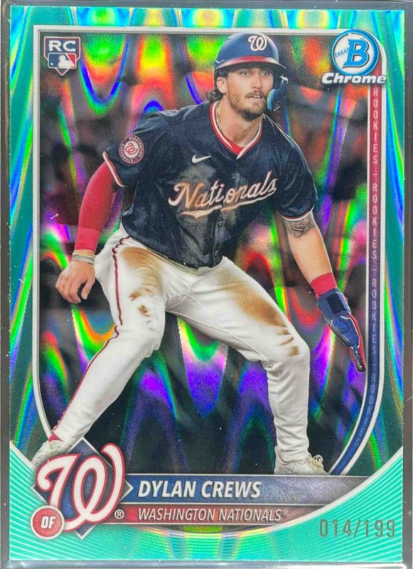 Dylan Crews 2025 Bowman Chrome #3 Aqua RayWave Refractor /199 Rookie RAW