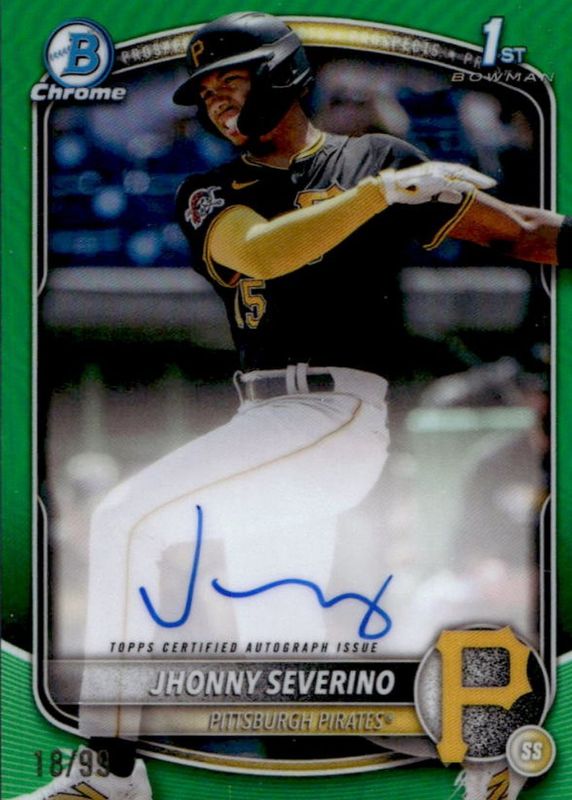 Jhonny Severino 2025 Bowman Chrome #CPA-JS Prospect Auto - Green Refractor /99 (1st) RAW