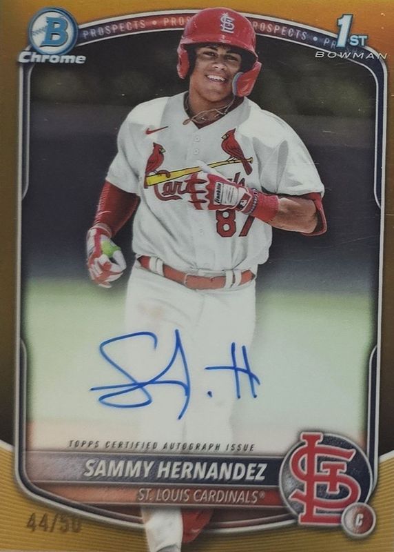 Sammy Hernandez 2025 Bowman Chrome #CPA-SH Prospect Auto - Gold Refractor /50 (1st) RAW