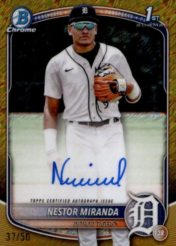 Nestor Miranda 2025 Bowman Chrome #CPA-NM Prospect Auto - Gold Shimmer Refractor /50 (1st) RAW