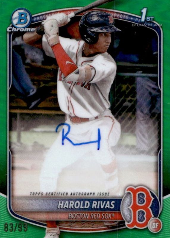 Harold Rivas 2025 Bowman Chrome #CPA-HR Prospect Auto - Green Refractor /99 (1st) RAW