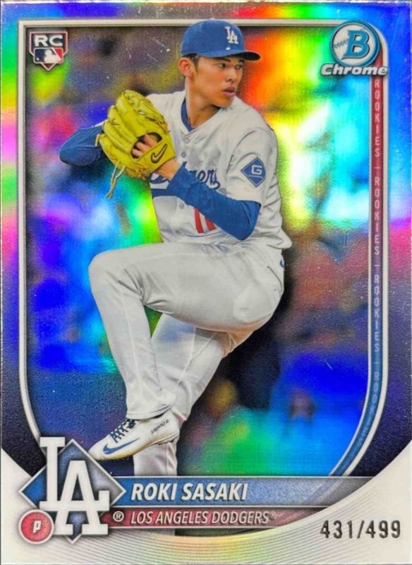 Roki Sasaki 2025 Bowman Chrome #12 Refractor /499 Rookie RAW