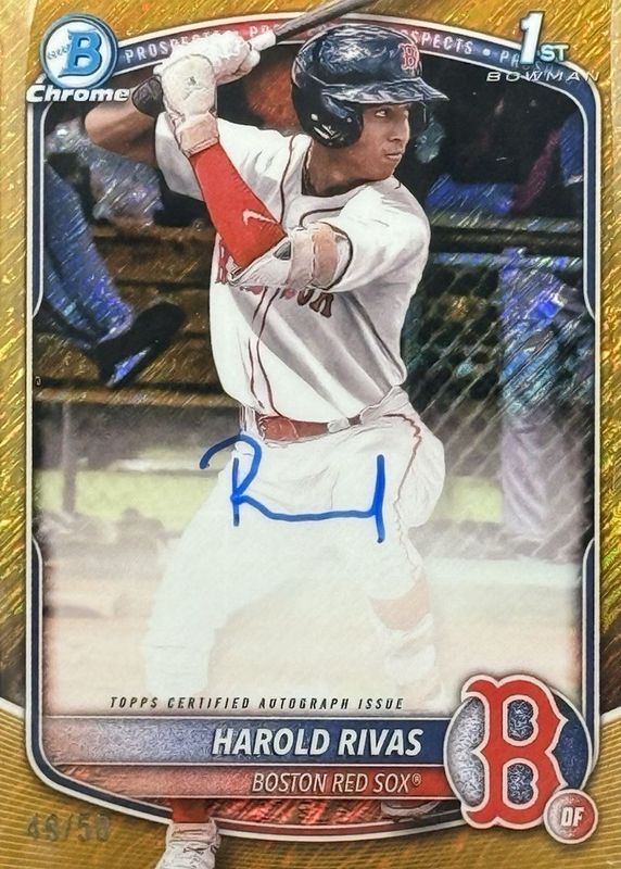 Harold Rivas 2025 Bowman Chrome #CPA-HR Prospect Auto - Gold Shimmer Refractor /50 (1st) RAW