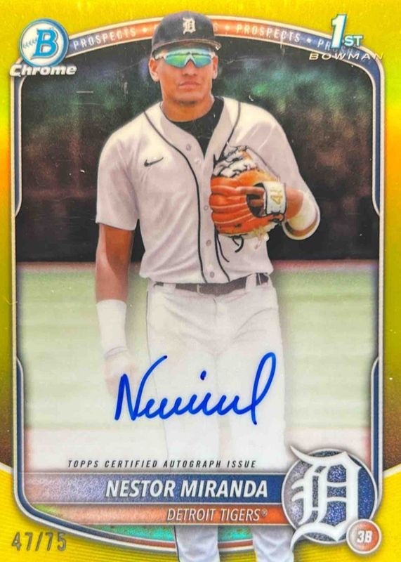 Nestor Miranda 2025 Bowman Chrome #CPA-NM Prospect Auto - Yellow Refractor /75 (1st) RAW