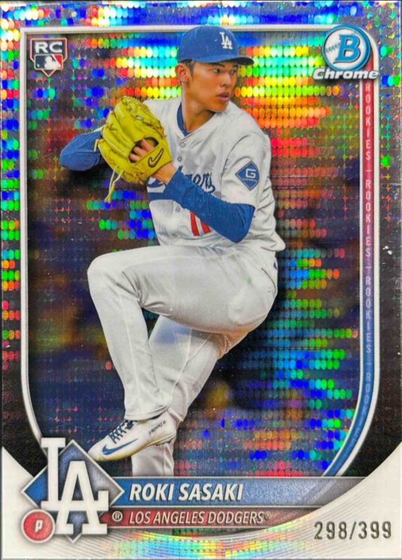 Roki Sasaki 2025 Bowman Chrome #12 Pulsar Refractor /399 Rookie RAW