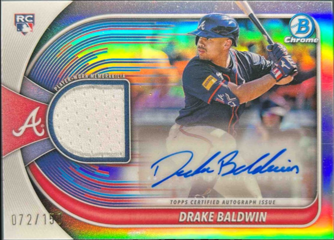 Drake Baldwin 2025 Bowman Chrome #BCAR-DB Chrome Autographs Relic Rookie RAW