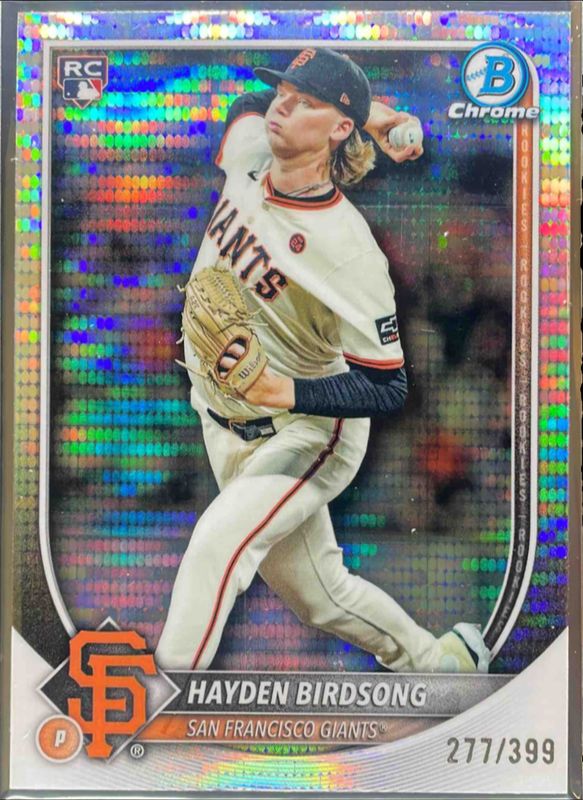 Hayden Birdsong 2025 Bowman Chrome #63 Pulsar Refractor /399 Rookie RAW