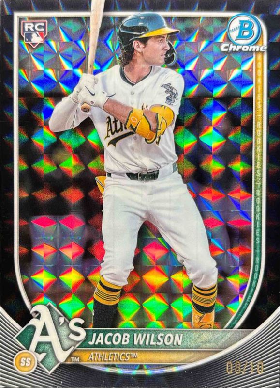 Jacob Wilson 2025 Bowman Chrome #1 Black Geometric Refractor /10 Rookie RAW